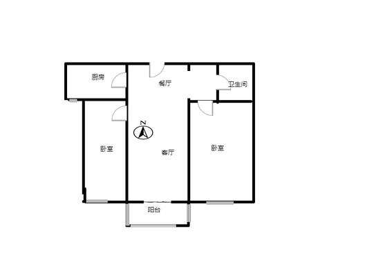 翡翠城（涿郡东区）2室2厅1卫户型图
