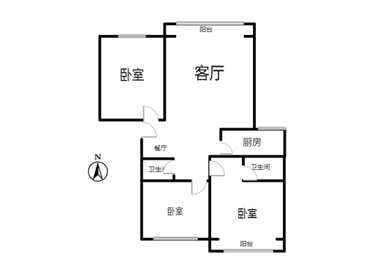 鸿盛凯旋门3室2厅2卫户型图