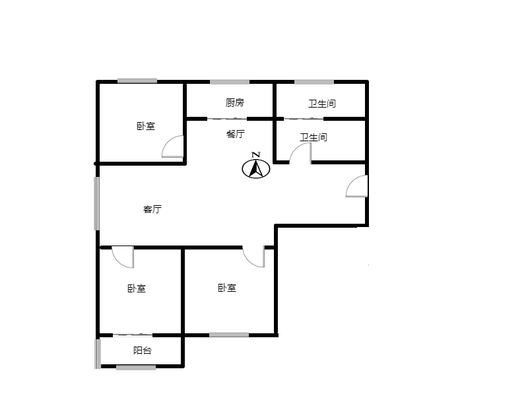 新星小区二期3室2厅1卫户型图