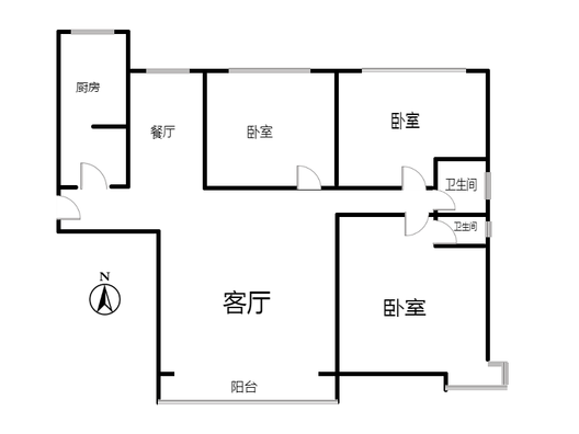 K2狮子城3室2厅2卫户型图