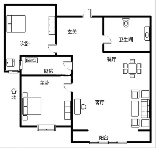 香邑溪谷一期2室2厅1卫户型图