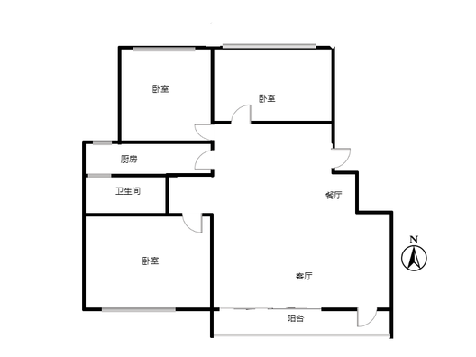 华融现代城3室2厅1卫户型图