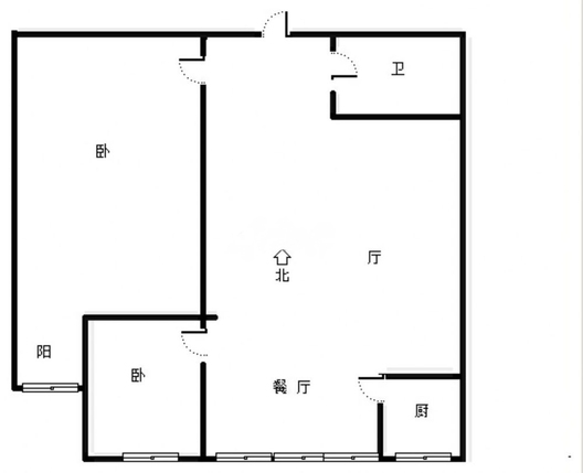 惠友钻石广场（AB座）2室2厅1卫户型图