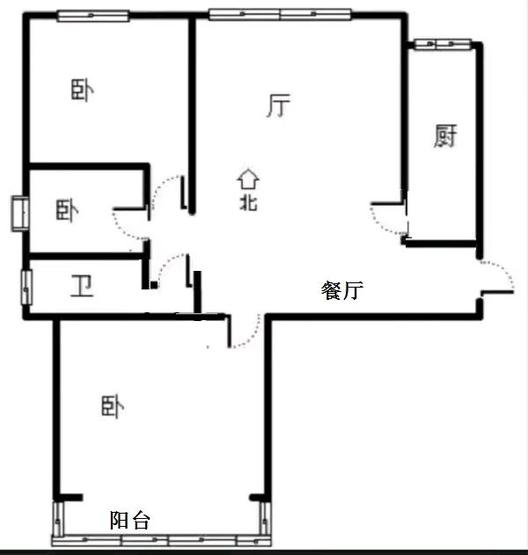 呈颐园小区3室2厅1卫户型图