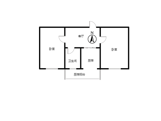 地质总局北院2室1厅1卫户型图