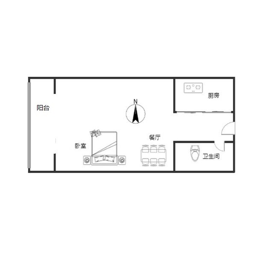 金街公寓1室1厅1卫户型图