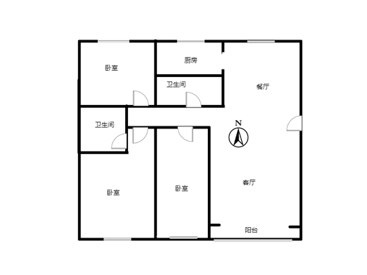 团结小区3室2厅2卫户型图