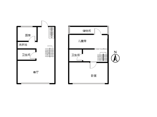 鹏渤印象城·牛津花园2室1厅2卫户型图