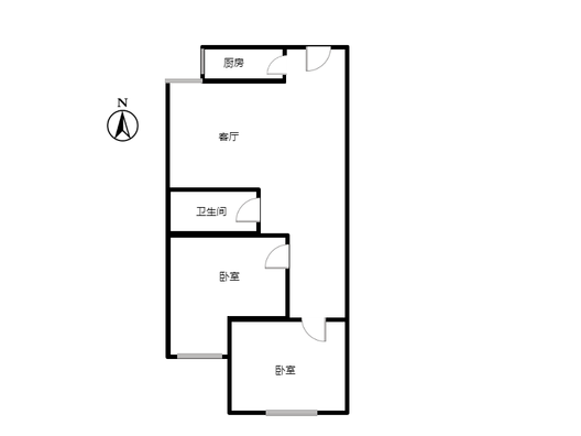 惠友钻石广场（AB座）2室1厅1卫户型图