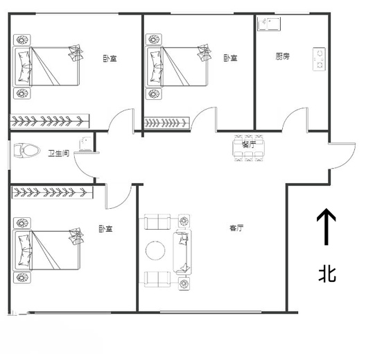 三利中和城二期东区(C区）3室2厅1卫户型图