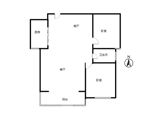 呈颐园小区2室2厅1卫户型图