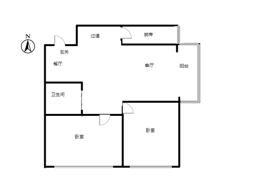 新加坡花园2室2厅1卫户型图