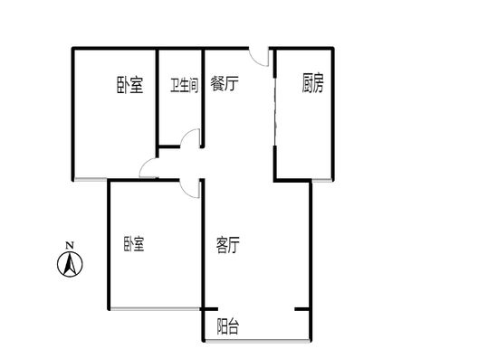 水岸花城2室2厅1卫户型图