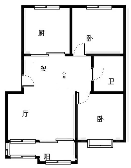 仙颐园小区2室2厅1卫户型图