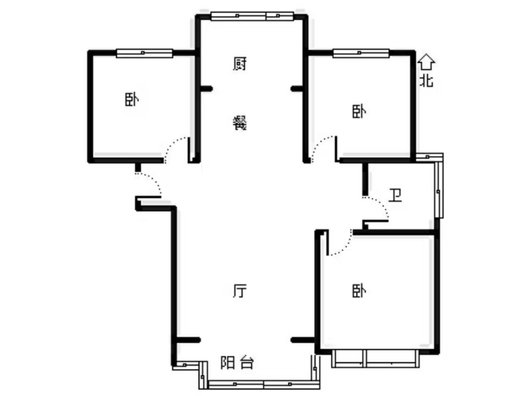 天伦湾一期3室2厅1卫户型图