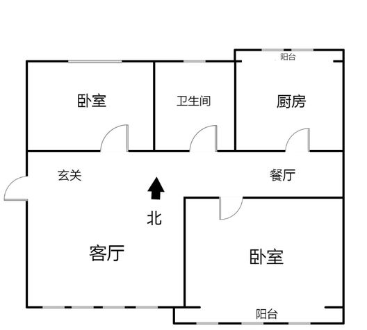 涿州银都小区2室2厅1卫户型图