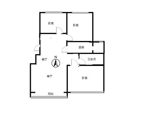 华融现代城3室2厅1卫户型图