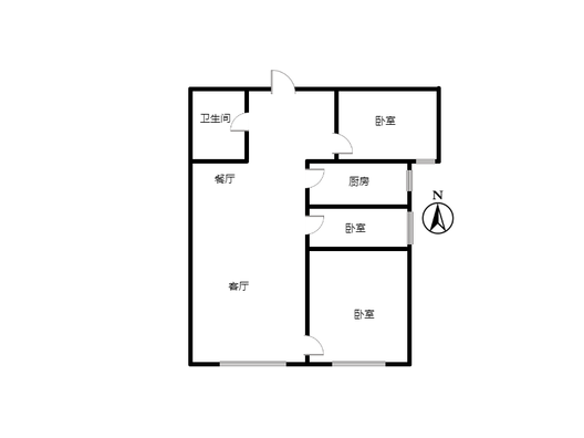 鸿坤理想湾3室2厅1卫户型图
