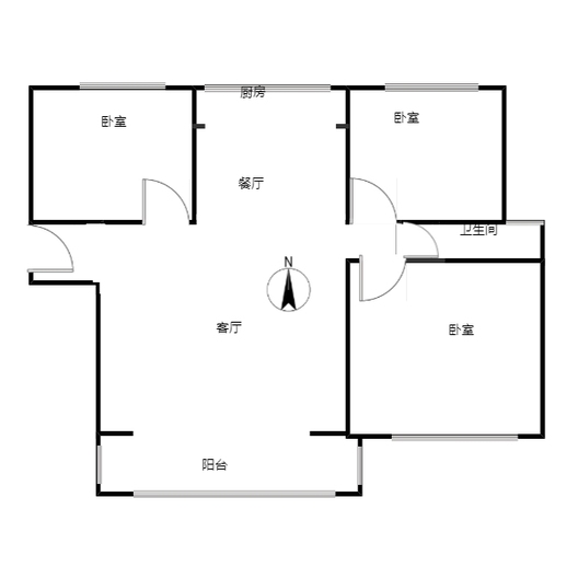 天伦湾嘉园3室2厅1卫户型图