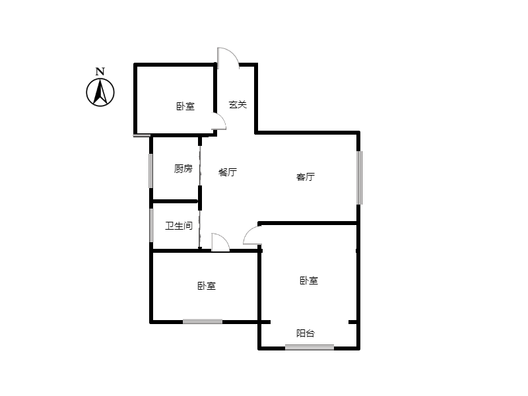 天保郦景3室2厅1卫户型图