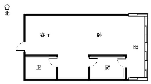 汇元四季橙1室1厅1卫户型图