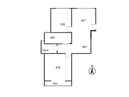 云景城2室2厅1卫户型图