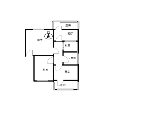 四中家属院3室2厅1卫户型图