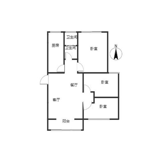 平安D区3室2厅1卫户型图