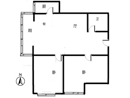 翡翠城（涿郡东区）2室2厅1卫户型图