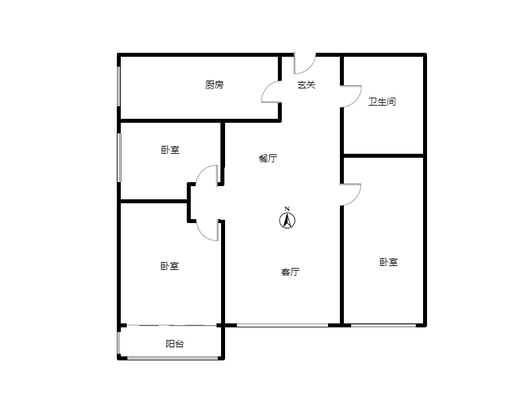 金竹花园3室2厅1卫户型图