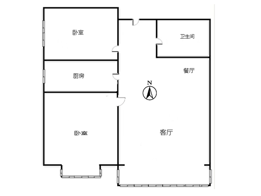 翡翠城（涿郡东区）2室2厅1卫户型图