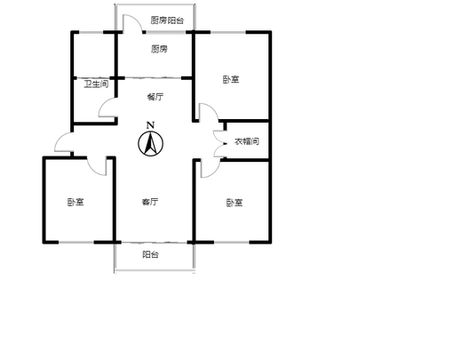 铁道部建厂局小区（范阳路）3室2厅1卫户型图