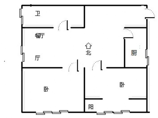 翡翠城（涿郡东区）2室2厅1卫户型图
