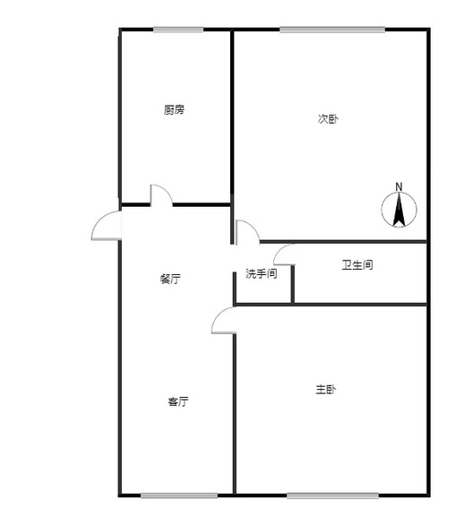 中铁建樾府国际2室2厅1卫户型图