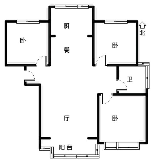 天伦湾一期3室2厅1卫户型图