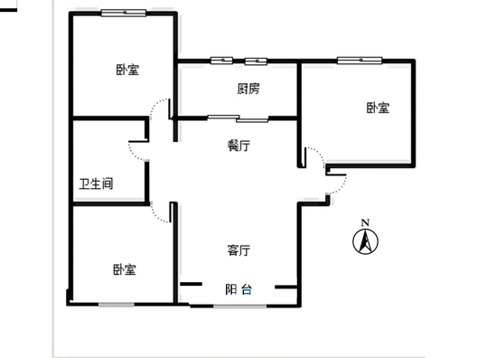 鸿坤理想湾3室2厅1卫户型图