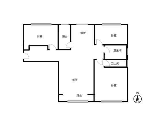 高铁新干线3室2厅2卫户型图