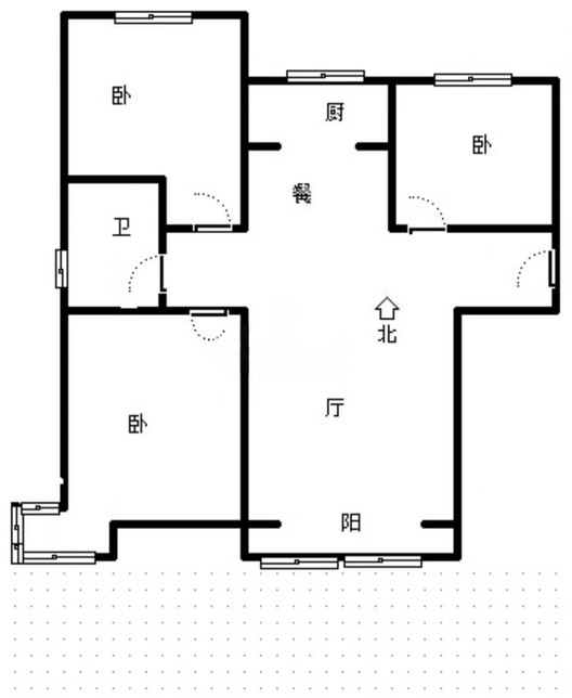 K2狮子城3室2厅1卫户型图