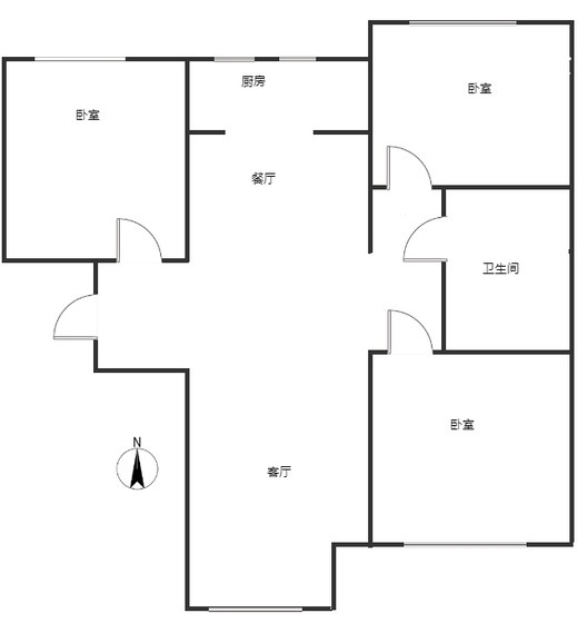 鸿坤理想湾3室2厅1卫户型图