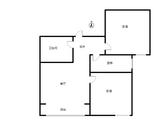 联合一号院2室2厅1卫户型图