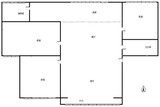 联合小区四号院3室2厅1卫户型图