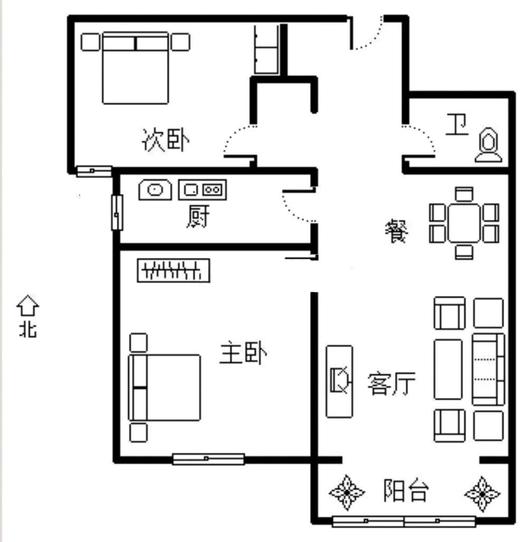 K2狮子城2室2厅1卫户型图