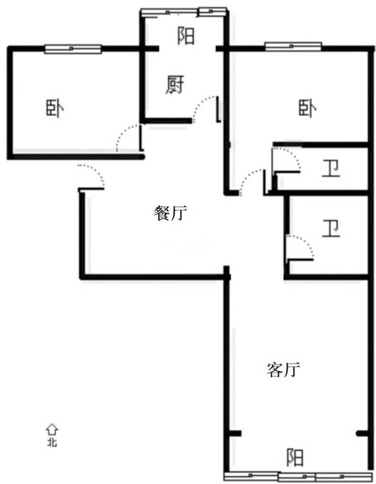 鸿盛凯旋门2室2厅2卫户型图