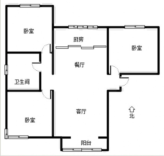 天伦湾馨园3室2厅1卫户型图
