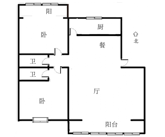 东方家园2室2厅2卫户型图