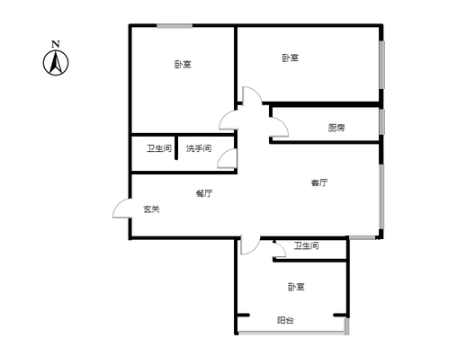 联合一号院3室2厅2卫户型图