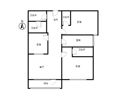 双馨佳园3室1厅3卫户型图