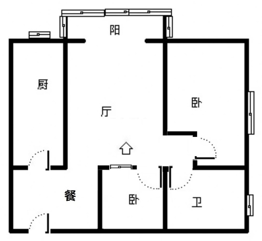 水岸花城2室2厅1卫户型图