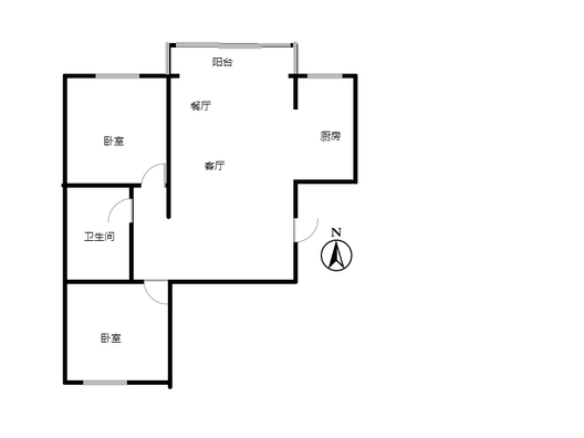 翡翠城（涿郡东区）2室2厅1卫户型图