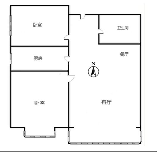 翡翠城（涿郡东区）2室2厅1卫户型图
